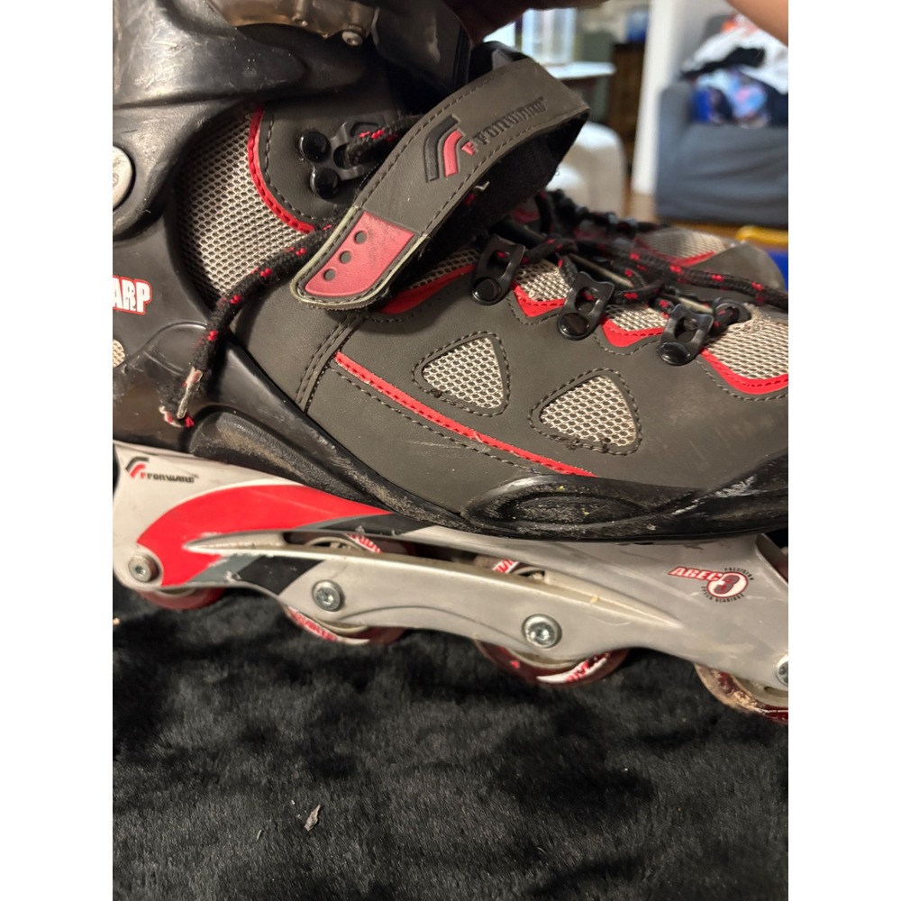 Warp Forward Inline Skates Grey Red Mens Size 8 ABEC 3 Rollerblades - Picture 2 of 7